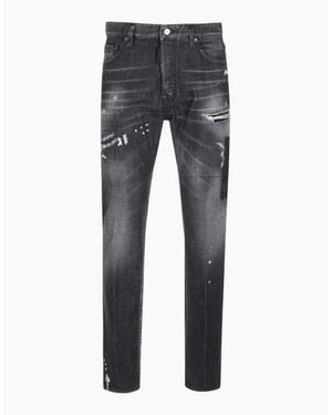 DSquared² 642 Denim Paint Splash Denim Trousers - Grey