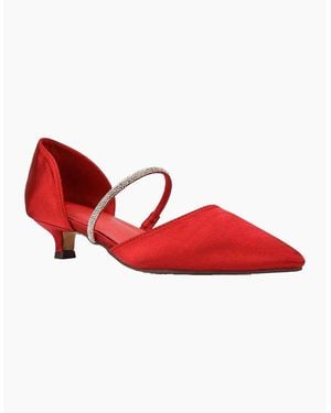 XY London Ladies Laura Pointed Kitten Heel Court Shoes - Red