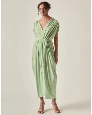 James Lakeland Draped Open-Back Midi Dress – Sage - Green