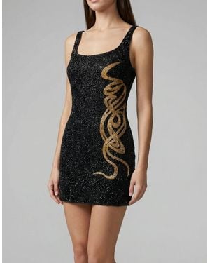 Oceanus X Bárbara Hulanicki Serpentina Noir Scoop Neck Mini Dress - Black
