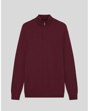 Lyle & Scott Merino Wool 1/4 Zip Jumper - Red