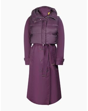 Parajumpers Dawn Hooded Down Trench Coat - Purple