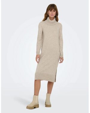 ONLY Cowl Neck Midi Jumper Dress - Natural