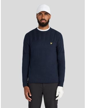 Lyle & Scott Texture Block Crew Neck Jumper - Blue