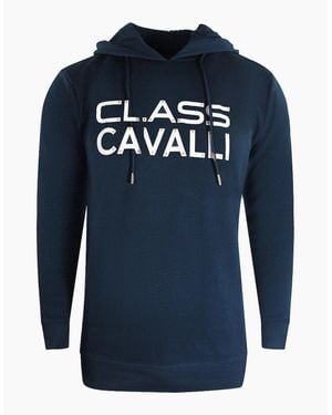 Roberto Cavalli Cavalli Class Reverse Logo Hoodie - Blue