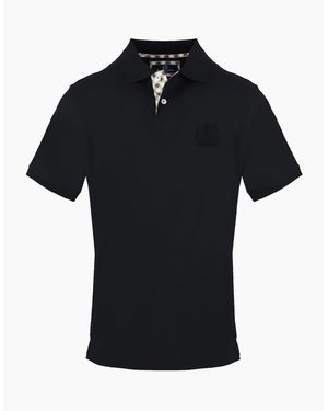 Aquascutum Embroidered Collared Neck Short Sleeve Polo Shirt - Black
