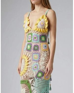 Oceanus Octavia Crochet Party Dress Multi-Coloured - Multicolour