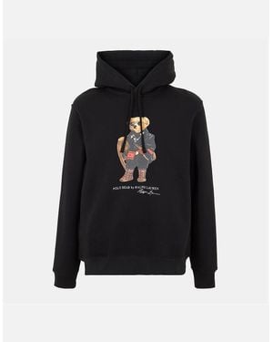 Polo Ralph Lauren Teddy Bear Print Hooded Neck Long Sleeve Sweatshirt - Black