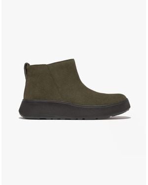 Fitflop F-Mode Suede Flatform Ankle Boots Deep - Green
