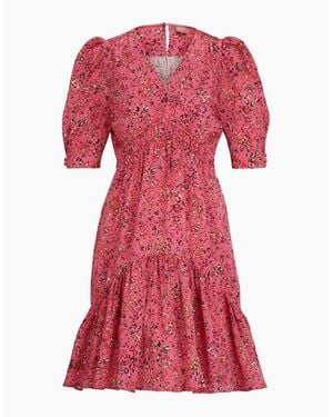 BOSS Dizziano V-Neck Short Sleeve Mini Dress - Pink