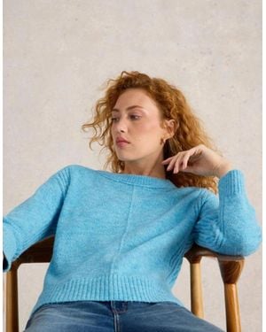 White Stuff Fluffy Boxy Jumper Bright - Blue