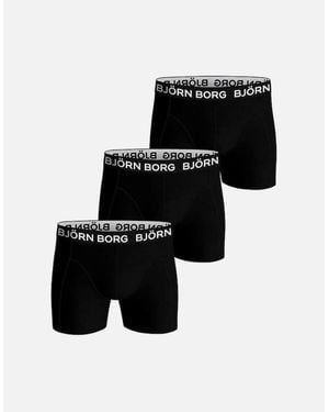 Björn Borg 3-Pack Cotton Stretch Boxer Trunks - Black