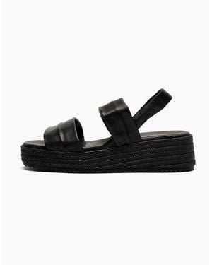Hush Puppies Rachel Leather Wedge Sandals - Black