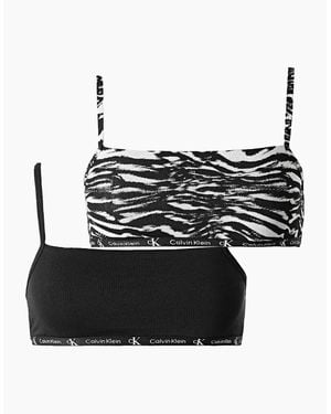 Calvin Klein 2-Pack Ck 1996 Unlined String Bralettes, Tiger Print - Black