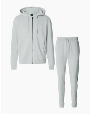 BOSS Zetalky Zip Up Hooded Pastel Tracksuit - Grey