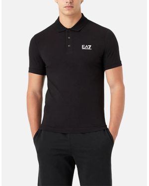 Armani Emporio Ea7 8Npf04 Pjm6Z Polo T Shirts Jersey Cotton Top Summer Tee - Black