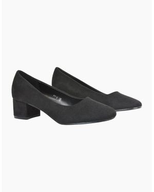 XY London Ladies Liberty Low Block Heel Court Court Shoes - Black