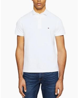 Tommy Hilfiger Polo Shirts Core 1985 Slim Fit Polo Cotton Golf T Shirts Nwt - White
