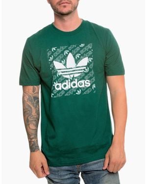 adidas Monogram T Shirts Short Sleeve Summer Crew Neck Casual Cotton Tee - Green