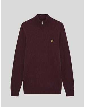 Lyle & Scott Lambswool Blend 1/4 Zip Jumper - Red