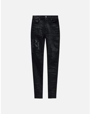 Amiri Waxed Staggered Logo Skinny Jean - Black