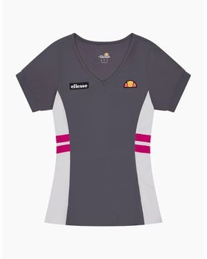 Ellesse Lowery V-Neck Short Sleeve Jersey T-Shirt - Grey