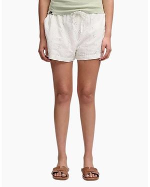 Superdry Broderie Beach Chino Shorts - White