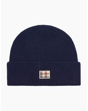 Aquascutum Active Label Beanie Hat - Blue