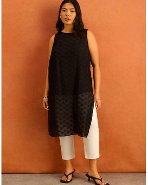 Live Unlimited London Geo Jacquard Side Split Tunic - Brown