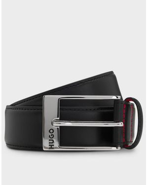 BOSS Hugo Barney Patent-Leather Belt With Lining - Black