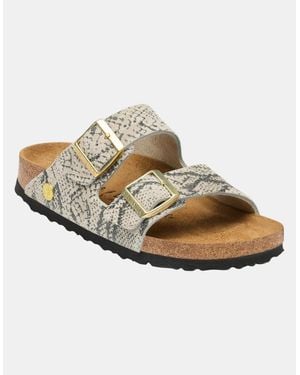 Birkenstock Arizona Rivet Logo Suede Sandals - White