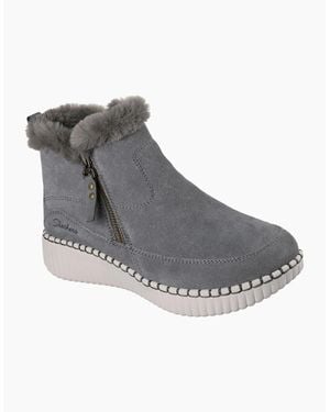 Skechers Wilshire Blvd Fresh Zip Leather Winter Ankle Boots - Grey