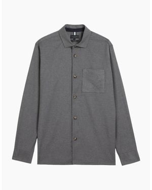 Ted Baker Gaius Oversized Wool Blend Light Shirt - Grey