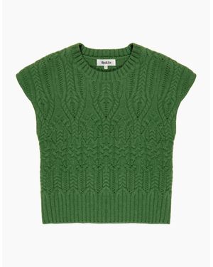 Ro&zo Cable Knit Wool Cap Sleeve Jumper - Green