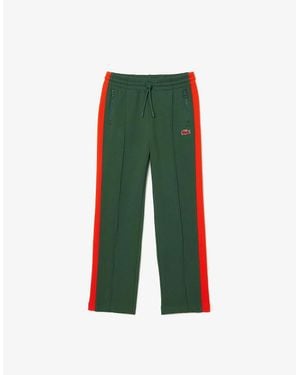 Lacoste Vertical Stripe Track Trousers With Zipped Pockets - Green