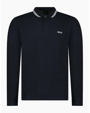 BOSS Boss Plisy Long Sleeve Polo Shirt - Blue