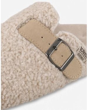Totes Isotoner Borg Clog Slipper Mules Oat - Natural