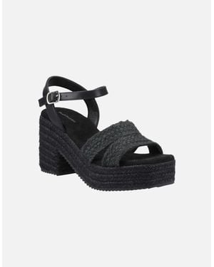Hush Puppies Jamelia Espadrille Heel Textile Sandals - Black