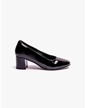 Hush Puppies Anna Leather Court Shoes Patent - Black
