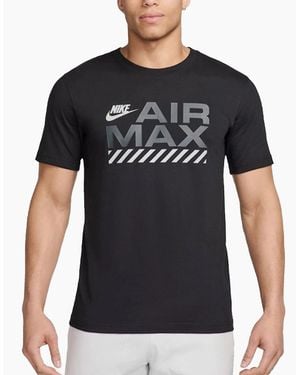 Nike Air Max T Shirts Short Sleeve Crew Neck Regular Fit Casual Graphic Tee - Black