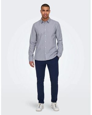 ONLY Solid Patterned Slim Trousers - Blue