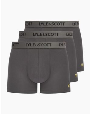 Lyle & Scott 3 Pack Plain Design Trunck With Logo - Grey