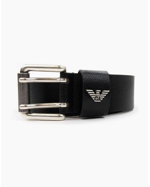 Emporio Armani Printed Palmellato Leather Belt - Black