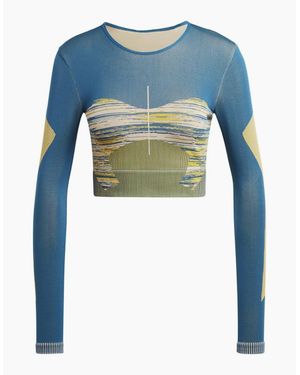 adidas Slim Fit Crew Neck Long Sleeve Athletic Jersey - Blue