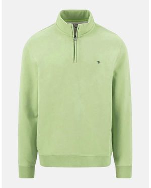 Fynch-Hatton 1/4 Zip Stand Collar Sweatshirt Avocado - Green