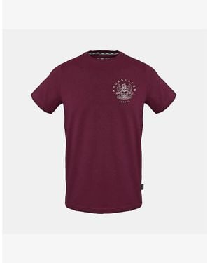 Aquascutum Text Graphic Crew Neck Short Sleeve T-Shirt - Purple