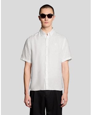 Lyle & Scott Short Sleeve Linen Shirt - White