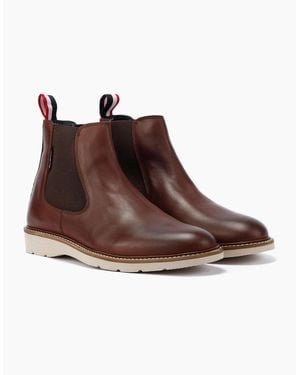 Ben Sherman Hampton Leather Burgundy Chelsea Boots - Brown