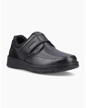 Hush Puppies Forde Touch Fastening Leather Loafers - Black