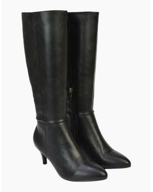 XY London Ladies Coby Pointed Mid Stiletto Knee-High Boots - Black